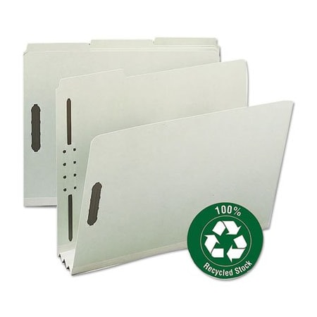 Smead Smead, 100% RECYCLED PRESSBOARD FASTENER FOLDERS, LETTER SIZE, GRAY-GREEN, 25PK 15005